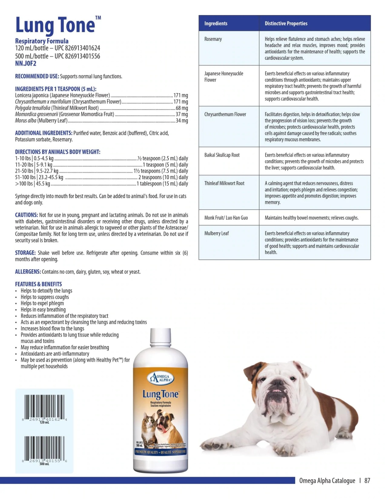 OMEGA ALPHA 寵物強肺寶Lung Tone(500ml)