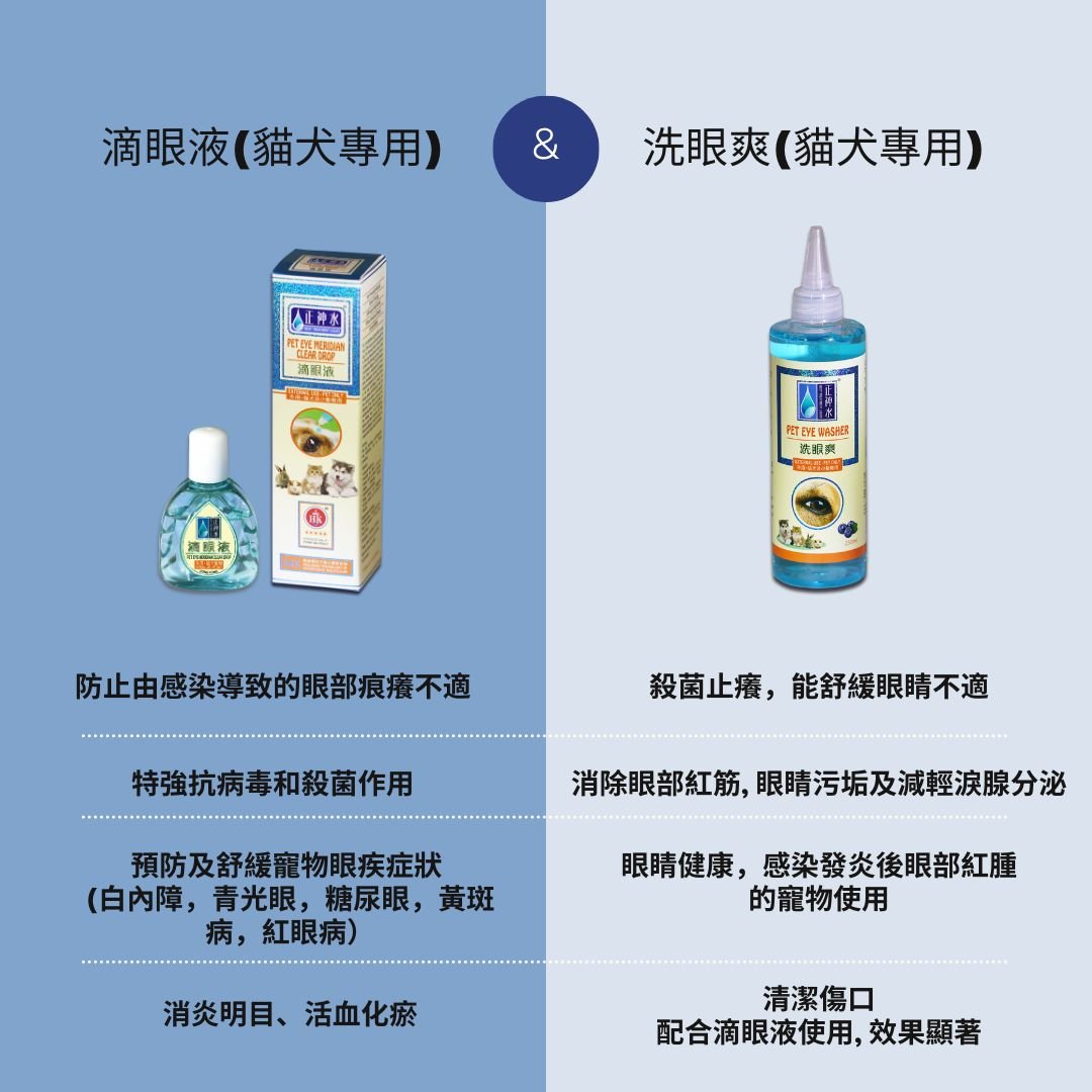 貓狗護眼療程。寵物眼藥水+洗眼爽